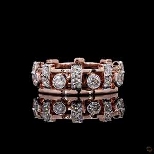 Bague éternité 1.88ct diamants cultivés en laboratoire en or rose 14K lunette et prong ensemble large bande de déclaration - Product Image 4