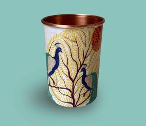 Gobelet en cuivre à imprimé floral flamant rose, verre à eau tropical design, tasse à boire décorative en métal, cadeau, vaisselle réutilisable - Product Image 3