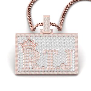Colgante de letra chapado en plata y moissanita al por mayor, dije blanco de cristal, estilo hip hop, joyería unisex - Product Image 1