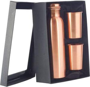 Black gift <b>box</b> packed 100% copper water bottle 2 glass with handicraft hammered <b>presented</b> saleem international - Product Image 1