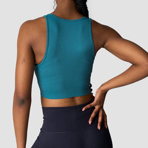 Débardeur de sport femme haute élasticité, nouvelle collection 2026, coupe courte, col en V profond, pour l'été et les activités de plein air, avec compression côtelée au bas - Product Image 5