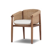 Chaise de salle à manger moderne en teck de qualité export, avec coussin en rotin tressé à la main, fauteuil léger et imperméable pour appartement, restaurant, maison