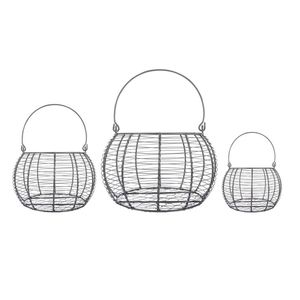 Metal <b>Wire</b> <b>Storage</b> <b>Basket</b> Bowl Shape With Handle For Food <b>Storage</b> Rustic Design - Product Image 2