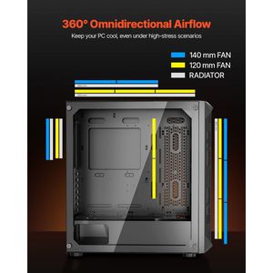 High-Airflow Full-Tower PC Gaming <b>Case</b> 3 X 140mm PWM Fans Cable Management Magnetic Dust Filter <b>Computer</b> <b>Case</b> High Airflow Panel - Product Image 3