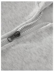 Sudadera con Capucha Extra Grande para Hombre, con Cierre de Media Cremallera, Color Sólido, Diseño Personalizado, Informal, de Algodón French Terry, para Otoño - Product Image 3