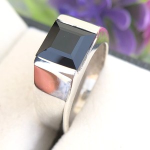 Natural Black Onyx <strong>Men</strong>&rsquo;s <strong>Ring</strong> 925 Sterling <strong>Silver</strong> Engagement <strong>Ring</strong> 8mm Square Black Gemstone <strong>Signet</strong> <strong>Ring</strong> July Birthstone Gift - Product Image 4