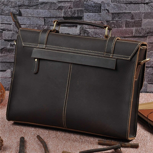 Bolso portafolio de cuero, bolso de viaje con compartimento para zapatos, bolso para portátil con cierre de cremallera, bolso de viaje de negocios negro - Product Image 4