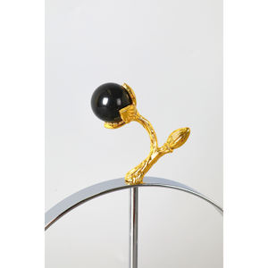 Modern Metal Tissue Box Holder With Gold Floral <b>Top</b> And <b>Silver</b> Base Free Standing Design For Home Decor - Product Image 3