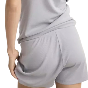 Custom <b>Womens</b> 100% Cotton Fleece 3/4 <b>Shorts</b> Grey Loose Fit Elastic Waist Drawstring Side Pockets Back Patch Pocket Wholesale OEM - Product Image 6