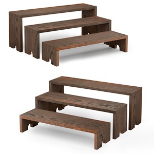 Aqdus Saleem MWS-T3RC Hand-Carved for <b>Wood</b> Rectangle Tiered Cake Stand <b>Rustic</b> Display Riser Wholesale - Product Image 2