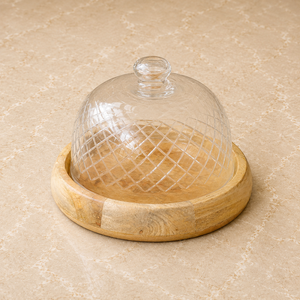 Tazón para Pastel de Madera Premium con Cúpula de Vidrio Transparente, Elegante Plato para Servir Postres para el Hogar y Panaderías - Product Image 3