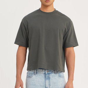 T-shirt uni oversize pour homme, en coton premium, coupe ample, grammage lourd, style streetwear minimaliste - Product Image 3
