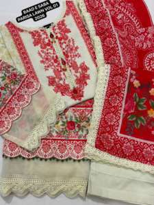 BAAD E <span class=keywords><strong>SABA</strong></span> PARISA PARISA LAWN VOL-01, Camicia in lawn stampata digitalmente con pizzi e decorazioni, 3 pezzi cuciti, Collezione 2026 - Product Image 3