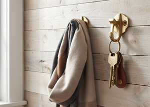 Modern Golden Metal Wall <b>Hook</b> Sleek Plain Design Perfect <b>For</b> Home Decor And Stylish Wall Mounted Storage Solutions - Product Image 3