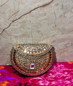 Fashion Women's Evening Clutch Shoulder HandBag Indian-style handbag Kundan mosaic clutch - Product Image 5