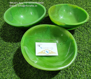 Ensemble de saladiers et de coupes à fruits en résine écologique de qualité supérieure, design moderne, motif vert en spirale, pour les mariages, les fêtes et les entreprises - Product Image 5