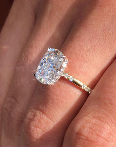 Igi/gia Lab เติบโตวินเทจ14K สีเหลืองทอง unisex แหวนแต่งงาน/หมั้นแหวนเบาะตัดเพชรที่สมบูรณ์แบบครบรอบแหวนดี - Product Image 1