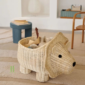 BEST WHOLESALE Natural Rattan Animal Shape Storage <b>Basket</b> Eco-Friendly Handmade <b>Wicker</b> Organizer for Kids Room Decor - Product Image 1