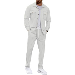 Conjunto Deportivo Verde con Capucha para Hombre, Manga Larga, Color Sólido, Estilo Casual, Corte Regular, Pantalones Deportivos de Algodón de Peso Medio con Bolsillos Laterales - Product Image 2