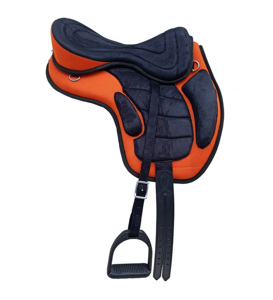 Selle de cheval sans arceau Freemax Orange Noir, légère et flexible, avec sangle réglable, confortable pour l'entraînement, ensemble complet - Product Image 3