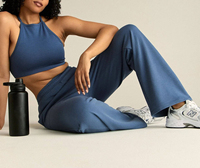 Pantalon de jogging léger en molleton de coton à jambe large pour femme, avec logo personnalisé, cordon de serrage, vente en gros, coupe oversize, pour l'hiver