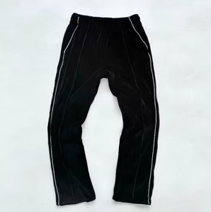 Unisex Black Velvet Tracksuit Full Zip <b>Jacket</b> And Jogger Pants Solid Color Sporty Casual Two Piece Set Autumn Wear - Product Image 4