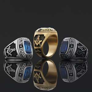 แหวนเมสัน BOJ รุ่น 038 แหวนเงินประดับเพชรแบบปรับแต่งได้ สำหรับรับปริญญา มหาวิทยาลัย  สำหรับทั้งชายและหญิง ของขวัญสำหรับงานปาร์ตี้ ราคาประหยัด - Product Image 1