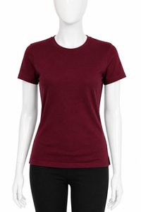 Camiseta Casual de Punto para Mujer, Cuello Redondo, Manga Corta, Color Sólido, Corte Regular, para Todas las Temporadas - Product Image 3