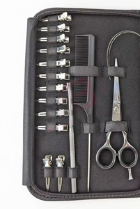 Kit d'outils pour extensions de cheveux MAGMA BEAUTY en acier inoxydable de haute qualité, personnalisé, comprenant des ciseaux, des pinces, un outil à boucles et des clips. - Product Image 4