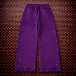 Pantalones de chándal para hombre, personalizados, 100% algodón, estilo Oxford, con dobladillo desgastado, vintage, efecto descolorido por el sol, holgados, de pierna ancha, de corte recto, de cintura elástica, estilo urbano - Product Image 2