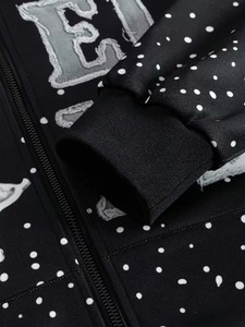 Conjunto de chándal de peso pesado y talla grande con sudadera con capucha con cremallera, efecto salpicado y pedrería brillante, y pantalones de chándal de doble cintura - Product Image 5