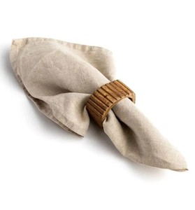 Ensemble de 4 anneaux à serviettes en bois faits à la main – Décoration de table minimaliste scandinave - Product Image 1