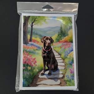 Labrador Retriever Whimsical A7 Size 5x7 Blank <b>Note</b> <b>Cards</b> Pack of 8 with Envelopes Spring Path <b>Greeting</b> <b>Cards</b> - Product Image 3