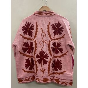 Bohemian TNT Suzani Cotton Embroidered Short Jacket Windproof and Breathable Floral Design <b>Coat</b> Gift for Her/Mom - Product Image 2
