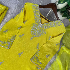 Ensemble de vêtements de fête en tissu Fendy, broderie à paillettes, haut, palazzo et dupatta, entièrement cousu, costume ethnique pour femmes - Product Image 1