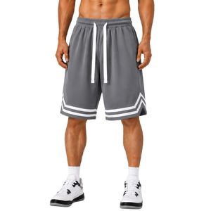 Shorts de basketball gris et blancs pour hommes, logo personnalisé, entraînement athlétique, sport, maille respirante, séchage rapide, performance athlétique - Product Image 1