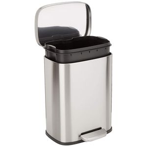 12 Liter/3.1 Gallon Satin Nickel Step Pedal Trash Can Soft-Close <b>Lid</b> Removable Inner Bucket Brushed Stainless Steel Waste <b>Bins</b> - Product Image 1