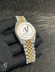 AARVA JEWELS นาฬิกาหรูหรา Miyota Diamond ขนาด 38 มม. ตัวเรือนสแตนเลสสตีล ระบบควอตซ์อนาล็อก สายขนาด 20 มม. นาฬิกาแฟชั่นสำหรับทุกเพศ - Product Image 6
