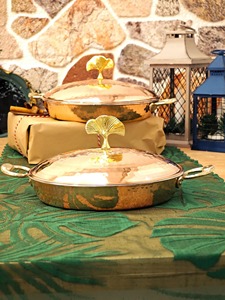 Marmite en cuivre martelé avec couvercle, double poignée, design chinois traditionnel, compatible four, gaz et induction - Product Image 3