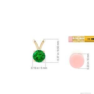 14K <b>Solid</b> <b>Gold</b> Natural Round Emerald V-Bale Solitaire 4 Claw Set <b>Pendant</b> Fine Jewellery Classic Anniversary Wedding Gift - Product Image 2