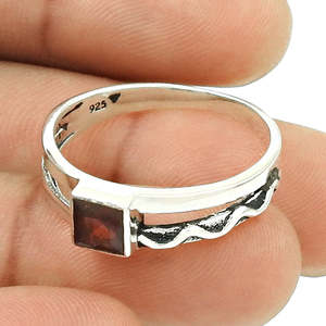 Pretty Square Red Garnet Gemstone Ring Crafted From <b>Solid</b> 925 Sterling <b>Silver</b> Designer Bohemian Jewelry Fashionable Ring - Product Image 3