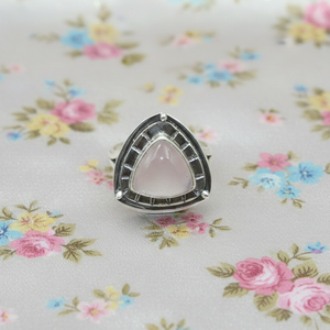 Natural Rose <b>Quartz</b> Triangle <b>Ring</b> 925 Silver Rose Gold Yellow Gold Plated Handmade Gemstone Statement Jewelry Christmas gift - Product Image 6