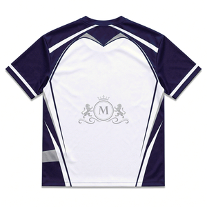 Maillot de basket-ball personnalisé violet et blanc, numéro 18, col rond, manches courtes, en maille polyester anti-humidité, vêtements unisexes pour adultes - Product Image 3