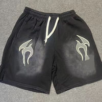 Shorts pour hommes de haute qualité, style vintage, délavé à l'acide, imprimé en relief, en satin polyester/spandex, taille haute, avec cordon de serrage, respirant