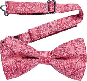 Nœuds papillon unis pour hommes, en soie et polyester, ajustables, faits main, personnalisables, pour smoking, mariage, fête, couleur rose - Product Image 3
