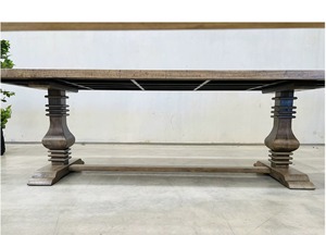 Table à manger ronde en teck sculpté de haute qualité, moderne, luxueuse, royale, écologique, durable, 6 places, avec 4 chaises en fer, ensemble pour restaurant - Product Image 5