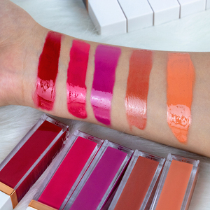 White Square Cap Rose Gold Trim Liquid Lip Gloss, Matte & Shimmer High Pigment Long-Lasting Non-Sticky Lip Tint - Product Image 4