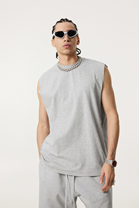 Débardeur en tricot gris sans manches pour homme, col rond, couleur unie, décontracté, pour l'entraînement - Product Image 4