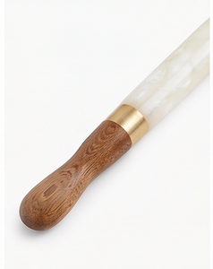Ensemble de saladiers en bois de teck avec poignées en marbre, design minimaliste, finition en bois naturel poli à la main, pour la restauration et les hôtels - Product Image 2