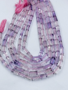 Perles tubulaires facettées en quartz améthyste rose naturel, de 5x10mm à 6x15mm, brin de 14 pouces, perles de pierres précieuses en vrac pour la fabrication de bijoux en Chine - Product Image 2